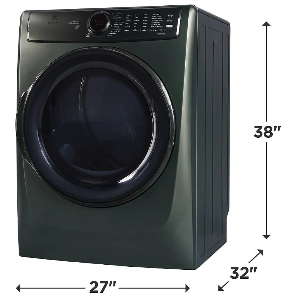 ELFE773CAA- Electrolux ELFE773CAA Electric Dryer, 8 cu. ft. Dryer Capacity, Steam Clean, 5 Temperature Settings, Stackable, Steel Drum, Alpine Green color