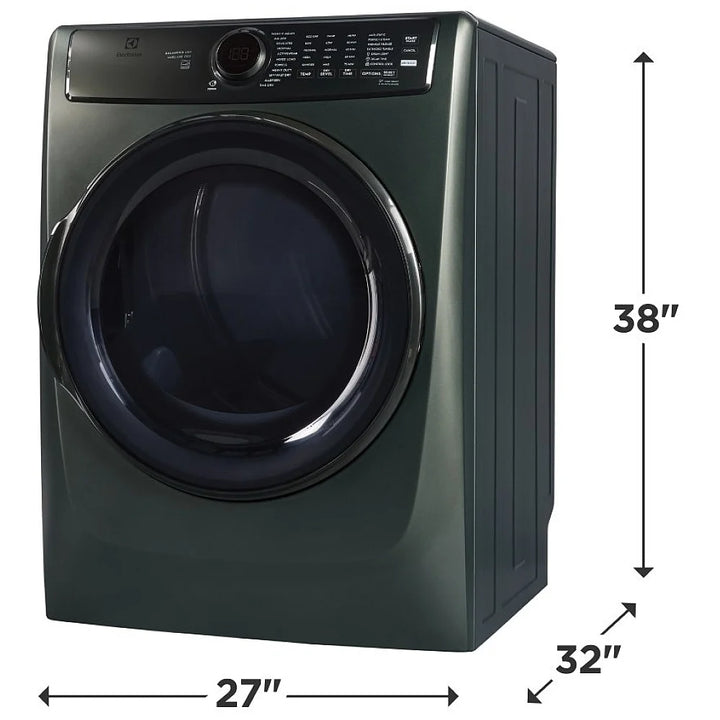 ELFE773CAA- Electrolux ELFE773CAA Electric Dryer, 8 cu. ft. Dryer Capacity, Steam Clean, 5 Temperature Settings, Stackable, Steel Drum, Alpine Green color