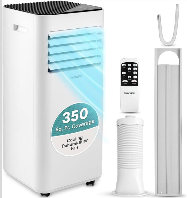 SereneLife SLPAC180W 12,000 BTU Portable Air Conditioner with Remote – White