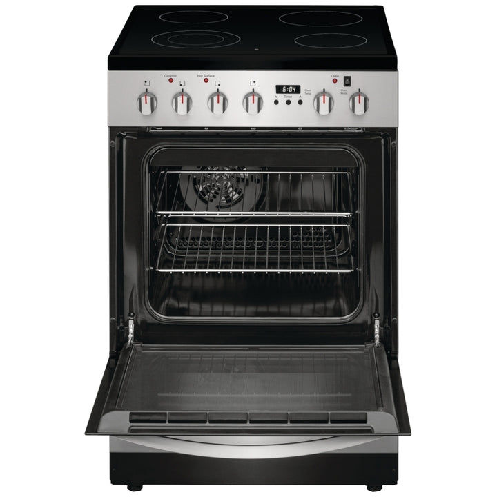 Frigidaire FCFE242CAS Range, 24" Exterior Width, Electric Range, Glass Burners (Electric), Convection, 4 Burners, 1.9 cu. ft. Capacity, Storage Drawer, 1 Ovens, 1800W, Front Controls, Stainless Steel colour