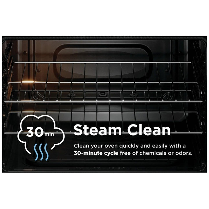 Frigidaire FCRE306CAS Electric Range, 5.3 cu. ft. Capacity, 30 inch Exterior Width, 5 Burners, Storage Drawer, Steam Clean, 3,200 W Highest Element, Stainless Steel colour Steam Clean