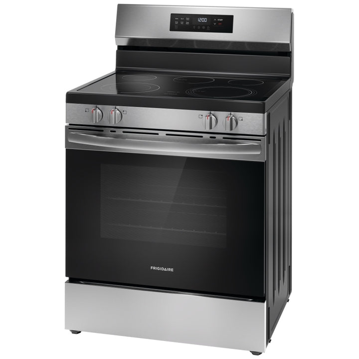 Frigidaire FCRE306CAS Electric Range, 5.3 cu. ft. Capacity, 30 inch Exterior Width, 5 Burners, Storage Drawer, Steam Clean, 3,200 W Highest Element, Stainless Steel colour Steam Clean
