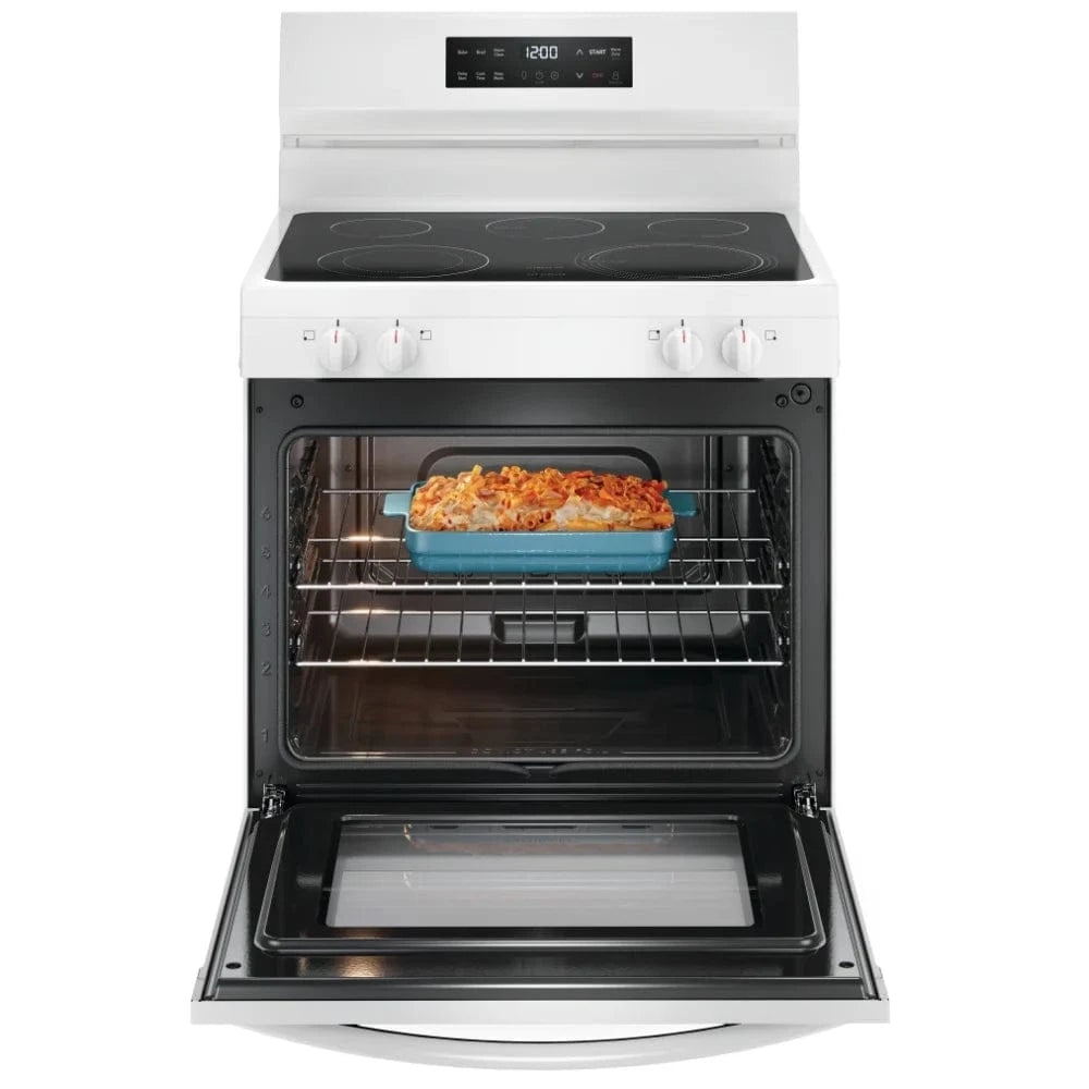 Frigidaire FCRE306CAW Electric Range, 5.3 cu. ft. Capacity, 30 inch Exterior Width, 5 Burners Steam Clean