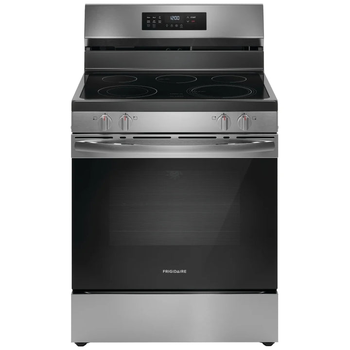 Frigidaire FCRE308CAS Range, Electric Range, 30 inch Exterior Width, Self Clean, Convection, 5 Burners, 5.3 cu. ft. Capacity, Storage Drawer, Air Fry, 1 Ovens, Stainless Steel colour