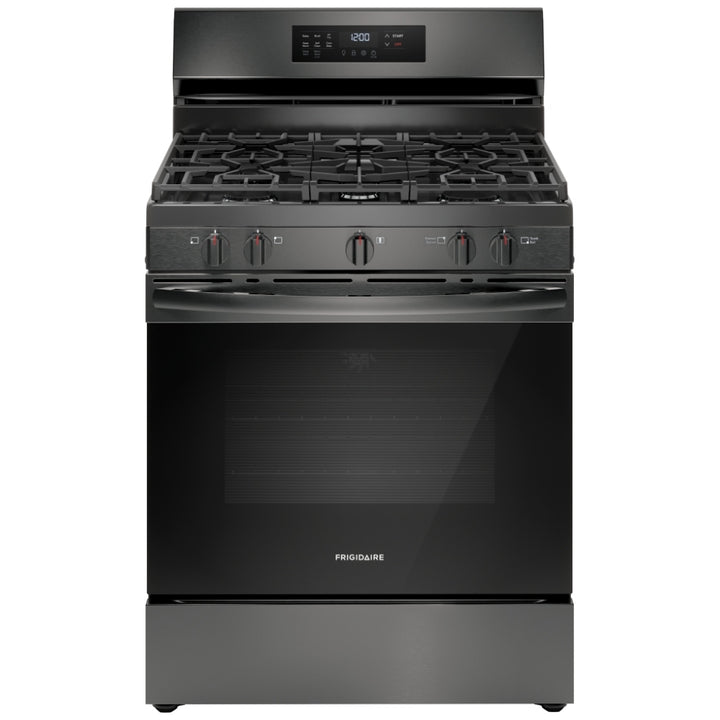 Frigidaire FCRG3083AD Gas Range, 5.1 cu. ft. Capacity, 30 inch Exterior Width, Self Clean, Convection, 5 Burners, Storage Drawer, Air Fry, 18,000 BTU Highest Burner, Black Stainless Steel color (Copy)
