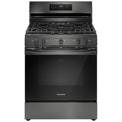 Frigidaire FCRG3083AD Gas Range, 5.1 cu. ft. Capacity, 30 inch Exterior Width, Self Clean, Convection, 5 Burners, Storage Drawer, Air Fry, 18,000 BTU Highest Burner, Black Stainless Steel color (Copy)