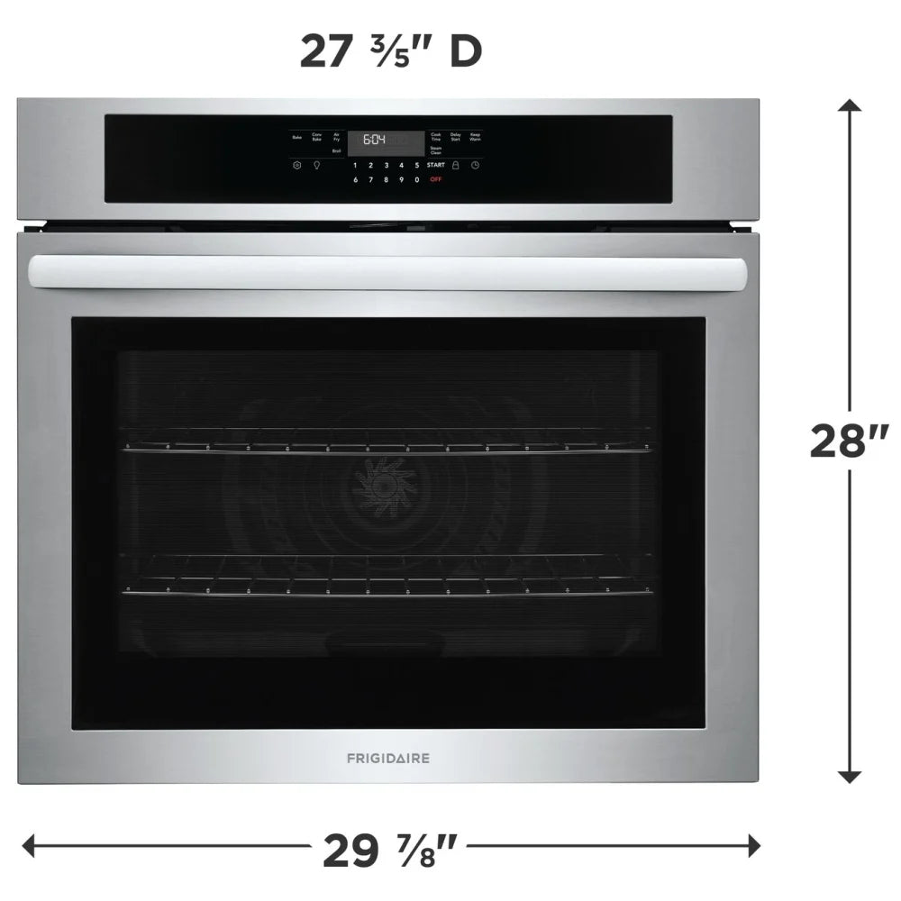 Frigidaire FCWS3030AS Single Wall Oven, 30 inch Exterior Width, Convection, 5.3 cu. ft. Capacity, Air Fry, Stainless Steel colour Category: Single Wall Ovens