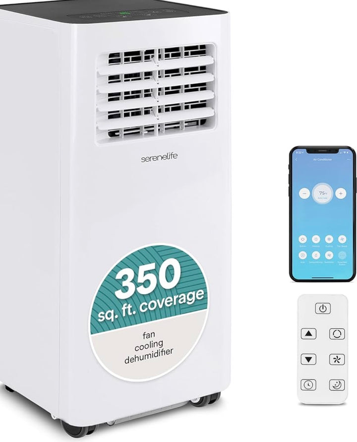SereneLife Portable Air Conditioner 8000 BTU | Compact AC Unit with Remote & Dehumidifier SLPAC805W