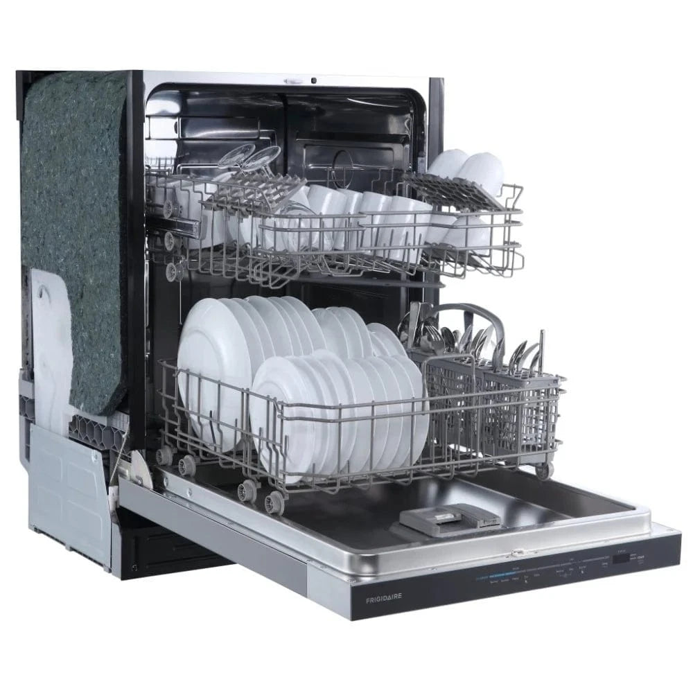 Frigidaire FDHP4336AS Dishwasher, 24 inch Exterior Width, 49 dB Decibel Level, Fully Integrated, Stainless Steel (Interior), 5 Wash Cycles, 12 Capacity (Place Settings), Hard Food Disposal, Stainless Steel color