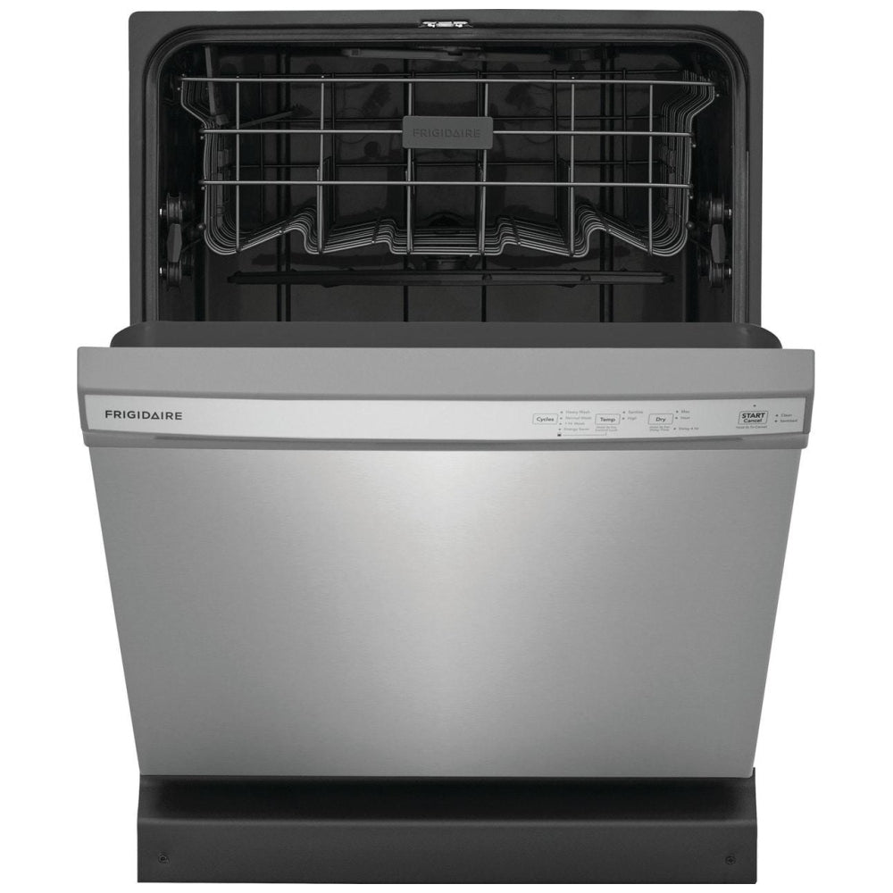 Frigidaire FDPC4314AS Dishwasher, 24 inch Exterior Width, 54 dB Decibel Level, Full Console, Plastic Interior, 4 Wash Cycles, 14 Capacity (Place Settings), Hard Food Disposal, 2 Loading Racks, Stainless Steel colour