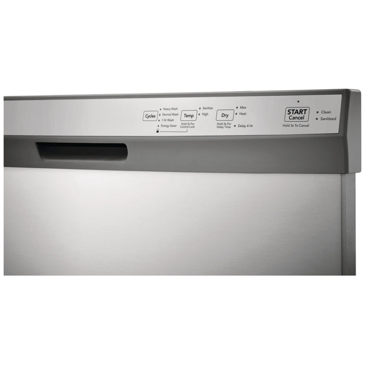 Frigidaire FDPC4314AS Dishwasher, 24 inch Exterior Width, 54 dB Decibel Level, Full Console, Plastic Interior, 4 Wash Cycles, 14 Capacity (Place Settings), Hard Food Disposal, 2 Loading Racks, Stainless Steel colour