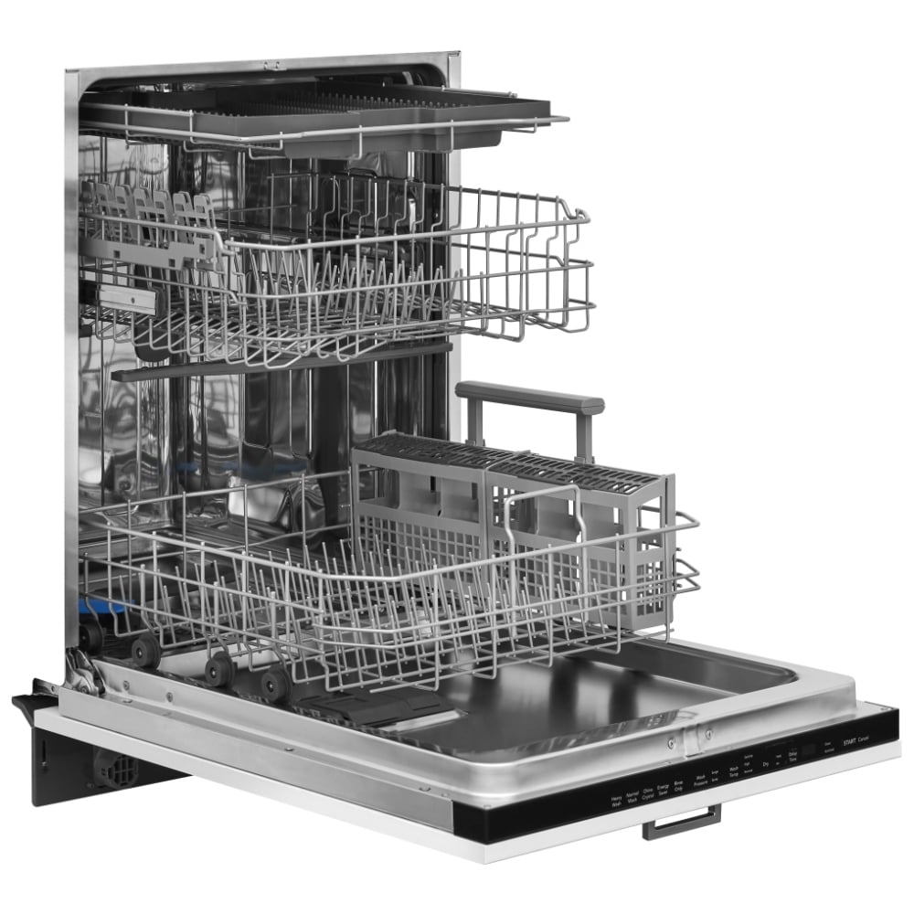 Frigidaire FDSR4501AP Dishwasher, 24 inch Exterior Width, 49 dB Decibel Level, Fully Integrated, Stainless Steel (Interior), Custom Panel Ready, 5 Wash Cycles, 14 Capacity (Place Settings), Hard Food Disposal, 3 Loading Racks, Panel Ready