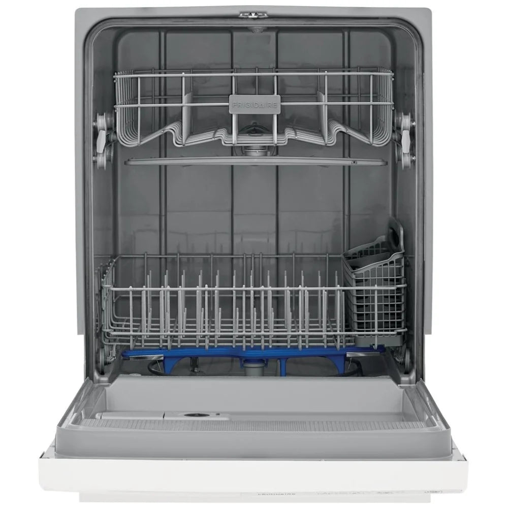 Frigidaire FFCD2413UW Dishwasher, 24 inch Exterior Width, 55 dB Decibel Level, Full Console, Plastic Interior, 3 Wash Cycles, 14 Capacity (Place Settings), Hard Food Disposal, 2 Loading Racks, White colour
