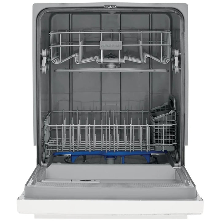 Frigidaire FFCD2413UW Dishwasher, 24 inch Exterior Width, 55 dB Decibel Level, Full Console, Plastic Interior, 3 Wash Cycles, 14 Capacity (Place Settings), Hard Food Disposal, 2 Loading Racks, White colour