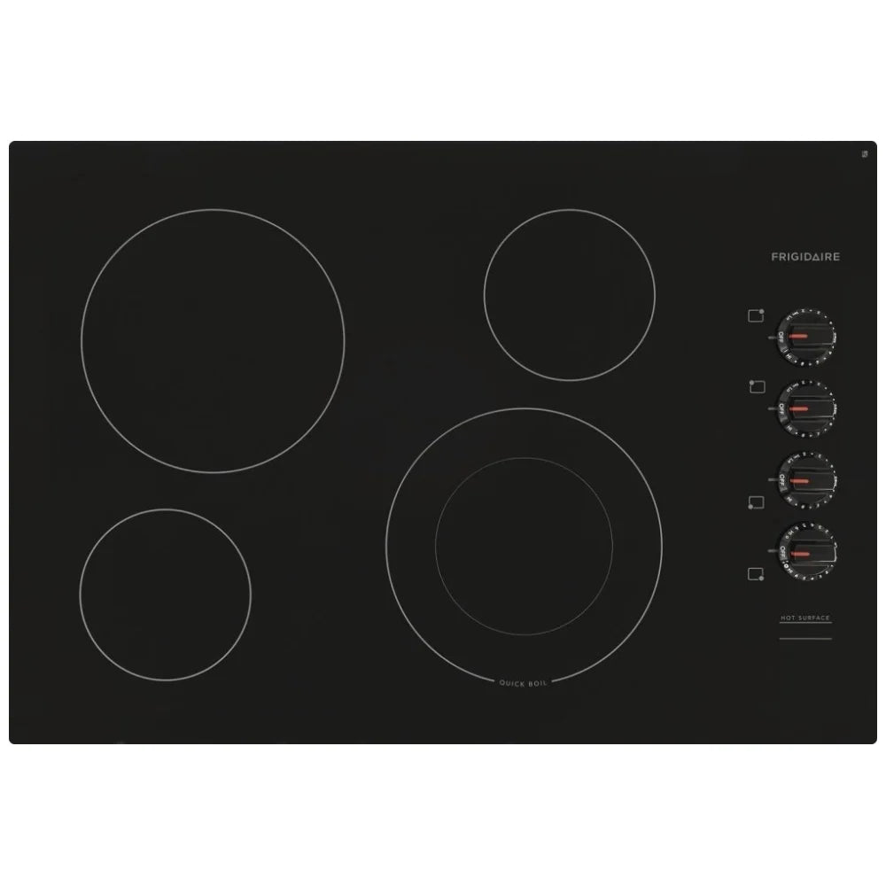 Frigidaire FFEC3025UB Cooktop, 30 inch Exterior Width, Electric, 4 Burners, Black colour