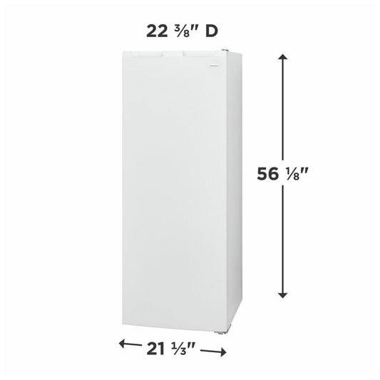 Frigidaire FFUE0725AW Upright Freezer, 22 inch Width, 7 cu. ft. Capacity, Manual, ENERGY STAR Certified, Reversible Door, White color