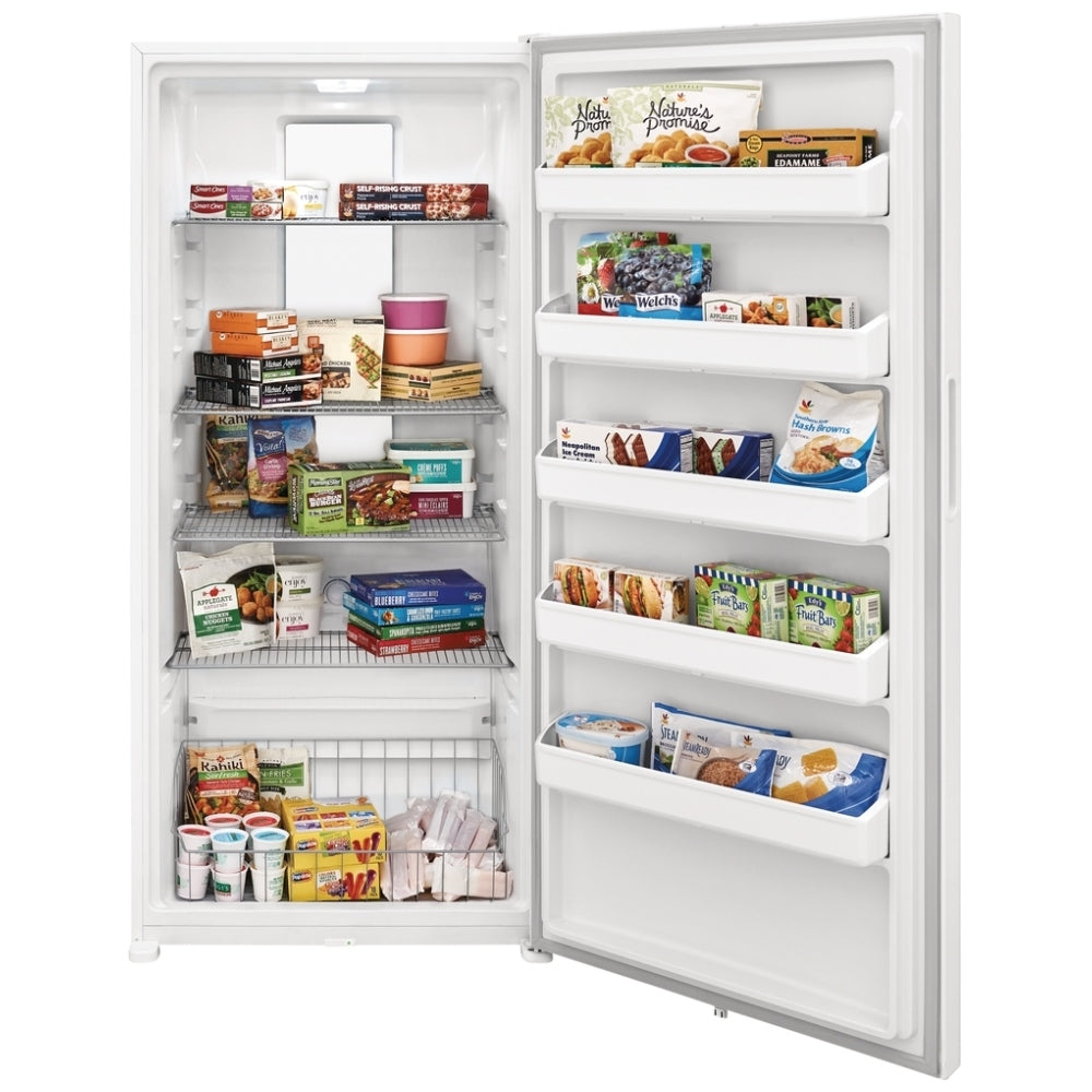 Frigidaire FFUF2021AW Upright Freezer, 32 5/8 inch Width, ENERGY STAR Certified, 20.0 cu. ft. Capacity, Automatic, Reversible Door, Interior Light (Freezer), White color