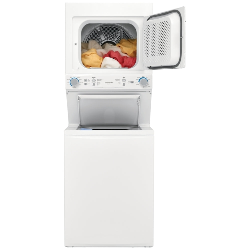 Frigidaire FLCE752CAW Laundry Center, Contains Agitator, White colour Washer: 4.5 cu. ft. Capacity, 27 inch Width, 10 Wash Cycles, 850 RPM Spin Speed