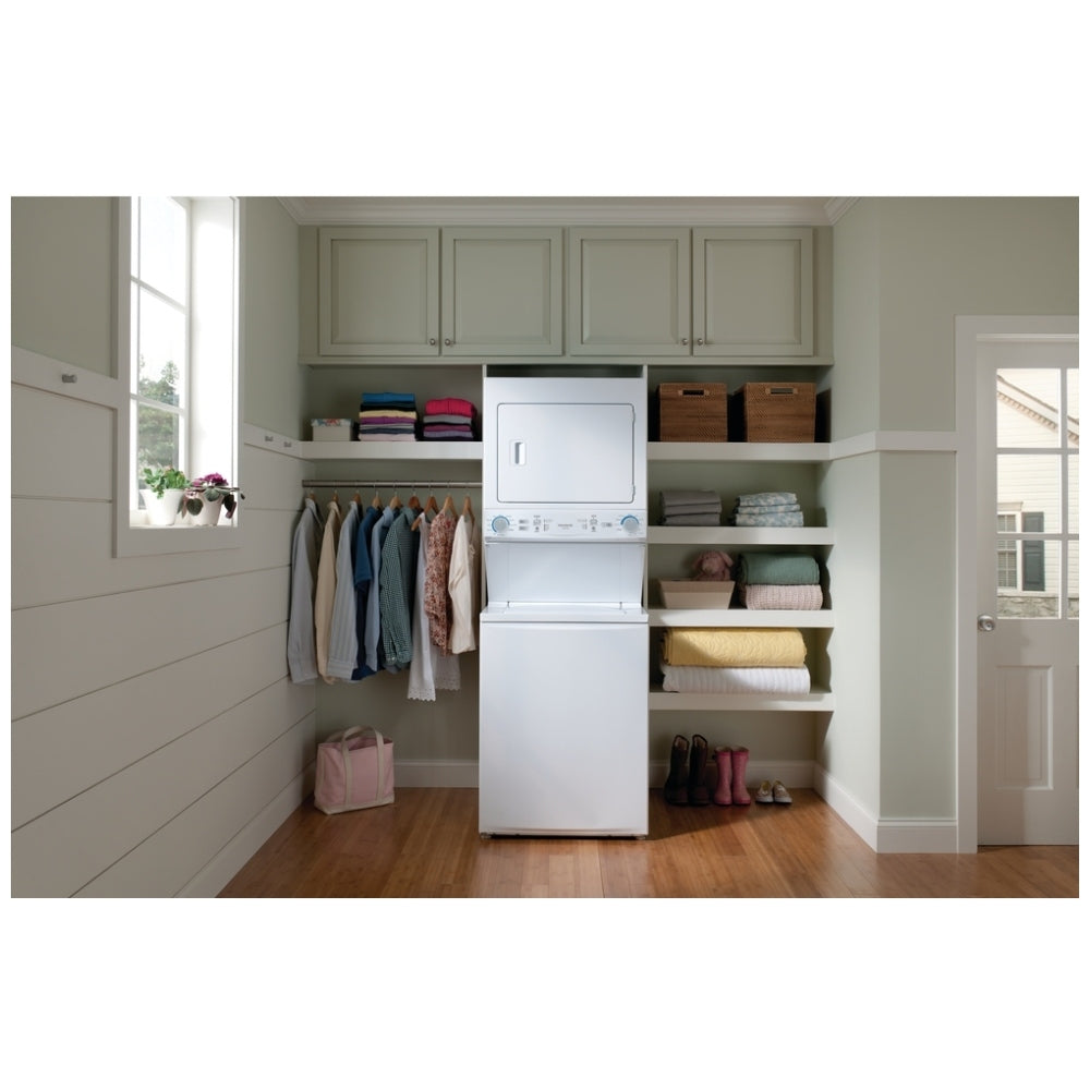 Frigidaire FLCE752CAW Laundry Center, Contains Agitator, White colour Washer: 4.5 cu. ft. Capacity, 27 inch Width, 10 Wash Cycles, 850 RPM Spin Speed