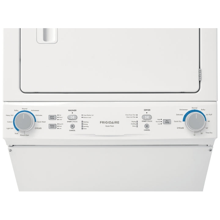 Frigidaire FLCE752CAW Laundry Center, Contains Agitator, White colour Washer: 4.5 cu. ft. Capacity, 27 inch Width, 10 Wash Cycles, 850 RPM Spin Speed