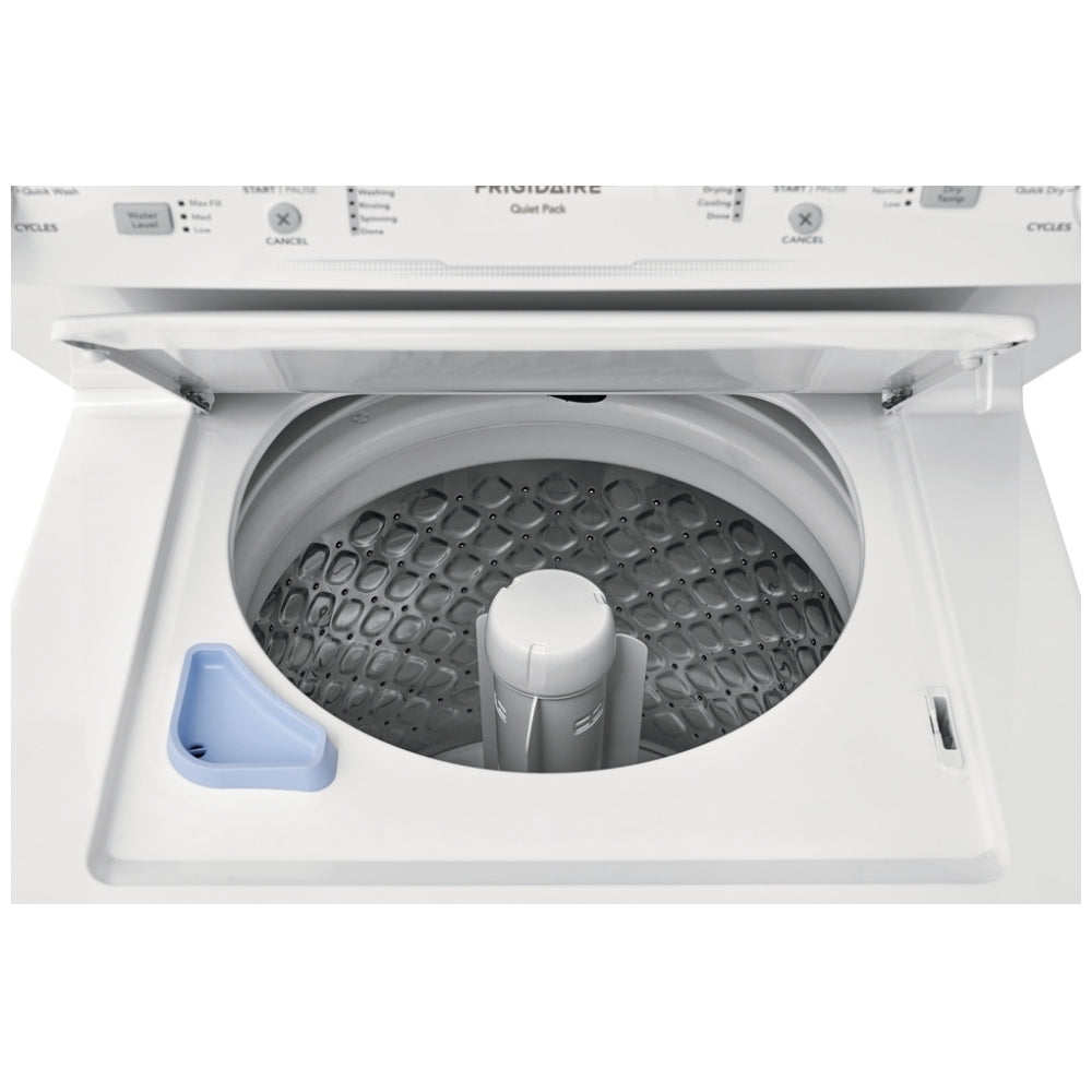 Frigidaire FLCE752CAW Laundry Center, Contains Agitator, White colour Washer: 4.5 cu. ft. Capacity, 27 inch Width, 10 Wash Cycles, 850 RPM Spin Speed