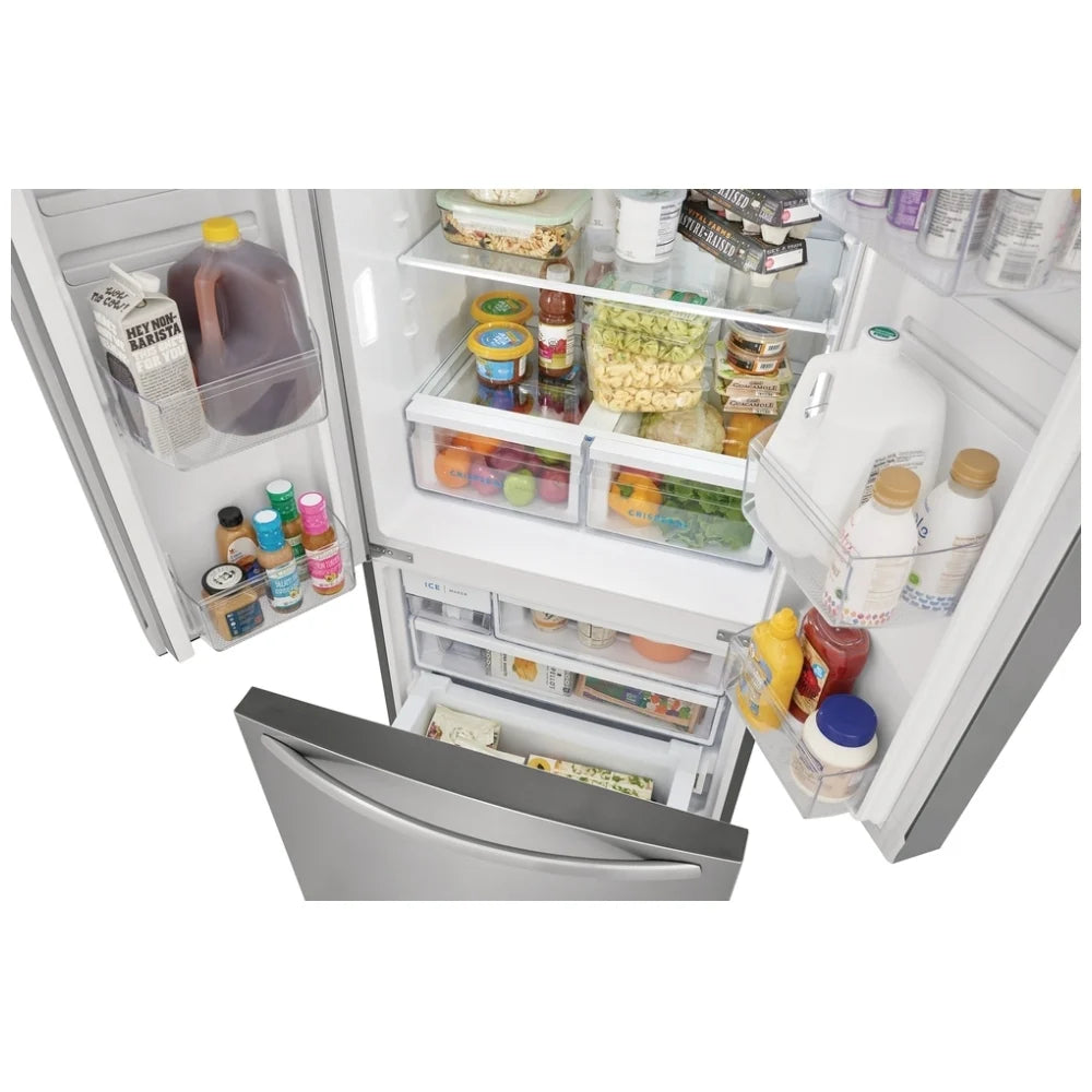 Frigidaire FRFG1723AV French Door Refrigerator, 31 inch Width, ENERGY STAR Certified, Counter Depth, 17.6 cu. ft. Capacity, Brushed Steel colour