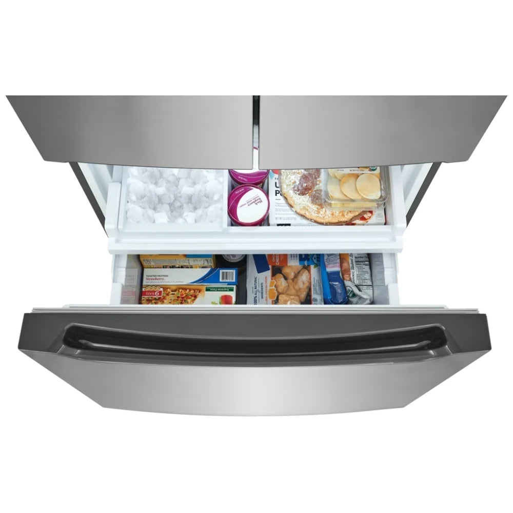 Frigidaire FRFG2033AV Counter Depth French Door Refrigerator, 33 inch Width, 19.6 cu. ft. Capacity, Counter Depth, Water Dispenser (Interior), Ice Dispenser (Freezer Located), ENERGY STAR Certified, Stainless Look colour, CrispSeal® Plus Crispers
