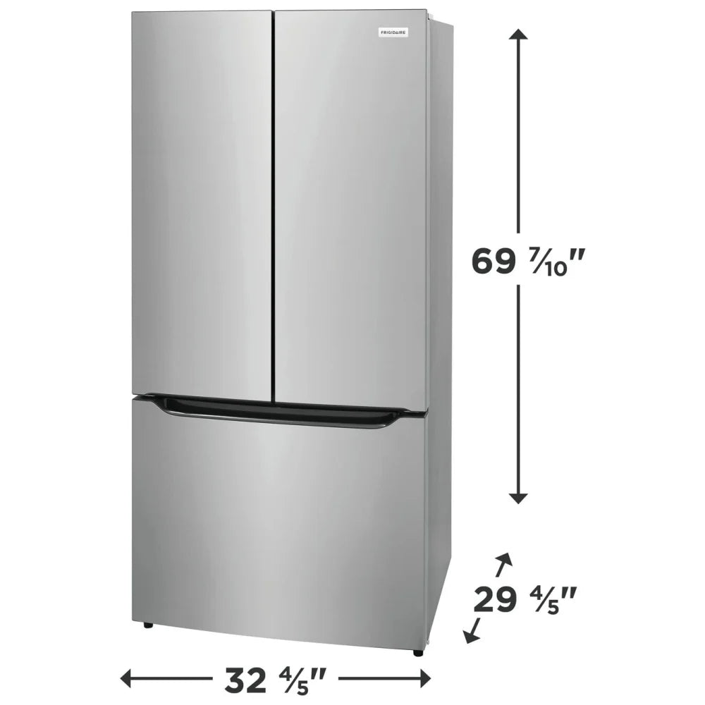 Frigidaire FRFG2033AV Counter Depth French Door Refrigerator, 33 inch Width, 19.6 cu. ft. Capacity, Counter Depth, Water Dispenser (Interior), Ice Dispenser (Freezer Located), ENERGY STAR Certified, Stainless Look colour, CrispSeal® Plus Crispers
