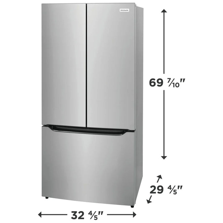 Frigidaire FRFG2033AV Counter Depth French Door Refrigerator, 33 inch Width, 19.6 cu. ft. Capacity, Counter Depth, Water Dispenser (Interior), Ice Dispenser (Freezer Located), ENERGY STAR Certified, Stainless Look colour, CrispSeal® Plus Crispers
