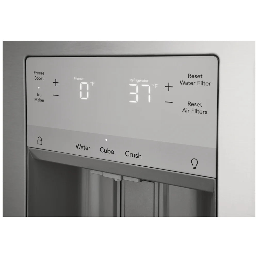 Frigidaire FRFS2823AS French Door Refrigerator, 36 inch Width, ENERGY STAR Certified, 27.8 cu. ft. Capacity, Water Dispenser (Exterior), Ice Dispenser (Thru Door), Stainless Steel color