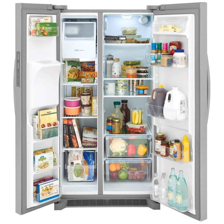 Frigidaire Side by Side Refrigerator, 36 inch Width With Water & Ice Dispenser, 25.6 cu. ft. Capacity, Stainless Steel colour FRSS2623AS
