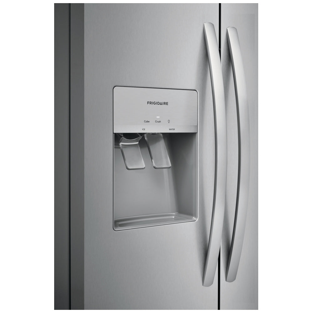 Frigidaire Side by Side Refrigerator, 36 inch Width With Water & Ice Dispenser, 25.6 cu. ft. Capacity, Stainless Steel colour FRSS2623AS