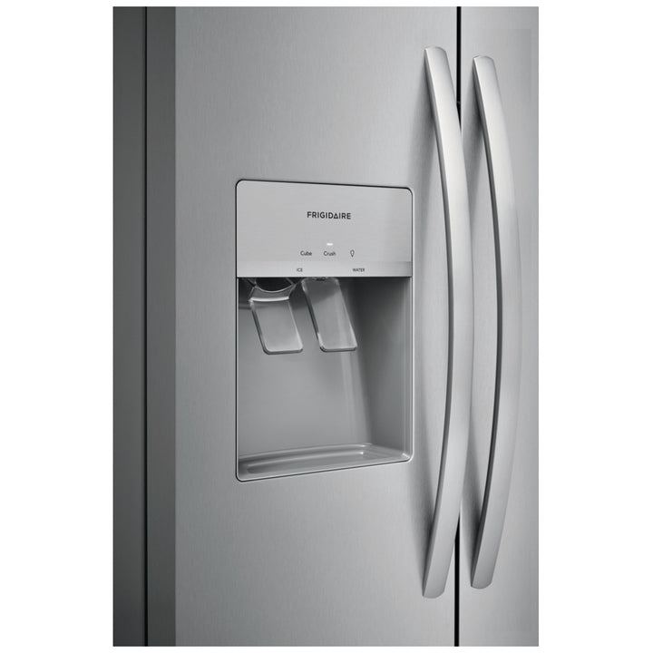Frigidaire Side by Side Refrigerator, 36 inch Width With Water & Ice Dispenser, 25.6 cu. ft. Capacity, Stainless Steel colour FRSS2623AS