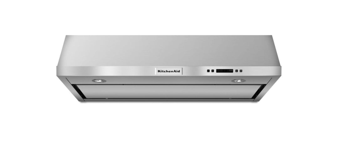 KitchenAid KVUB606DSS Range Hood, 36 inch Exterior Width, Canopy, Under-Cabinet, 600 CFM, 7.0, LED, Dishwasher Safe Filters, 4, Stainless Steel colour Blower Included