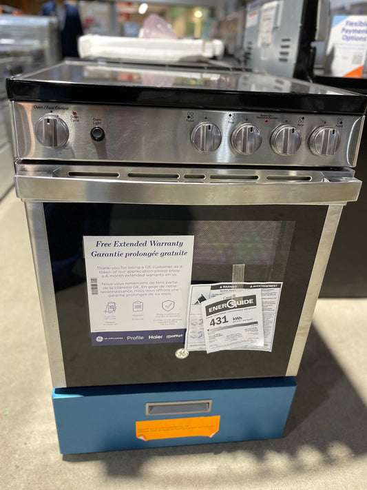 GE JCAS640RMSS Range, 24" Exterior Width, Electric Range, Glass Burners (Electric), 4 Burners, 2.9 cu. ft. Capacity, Storage Drawer, 1 Ovens, 2000W, Front Controls, Stainless Steel colour