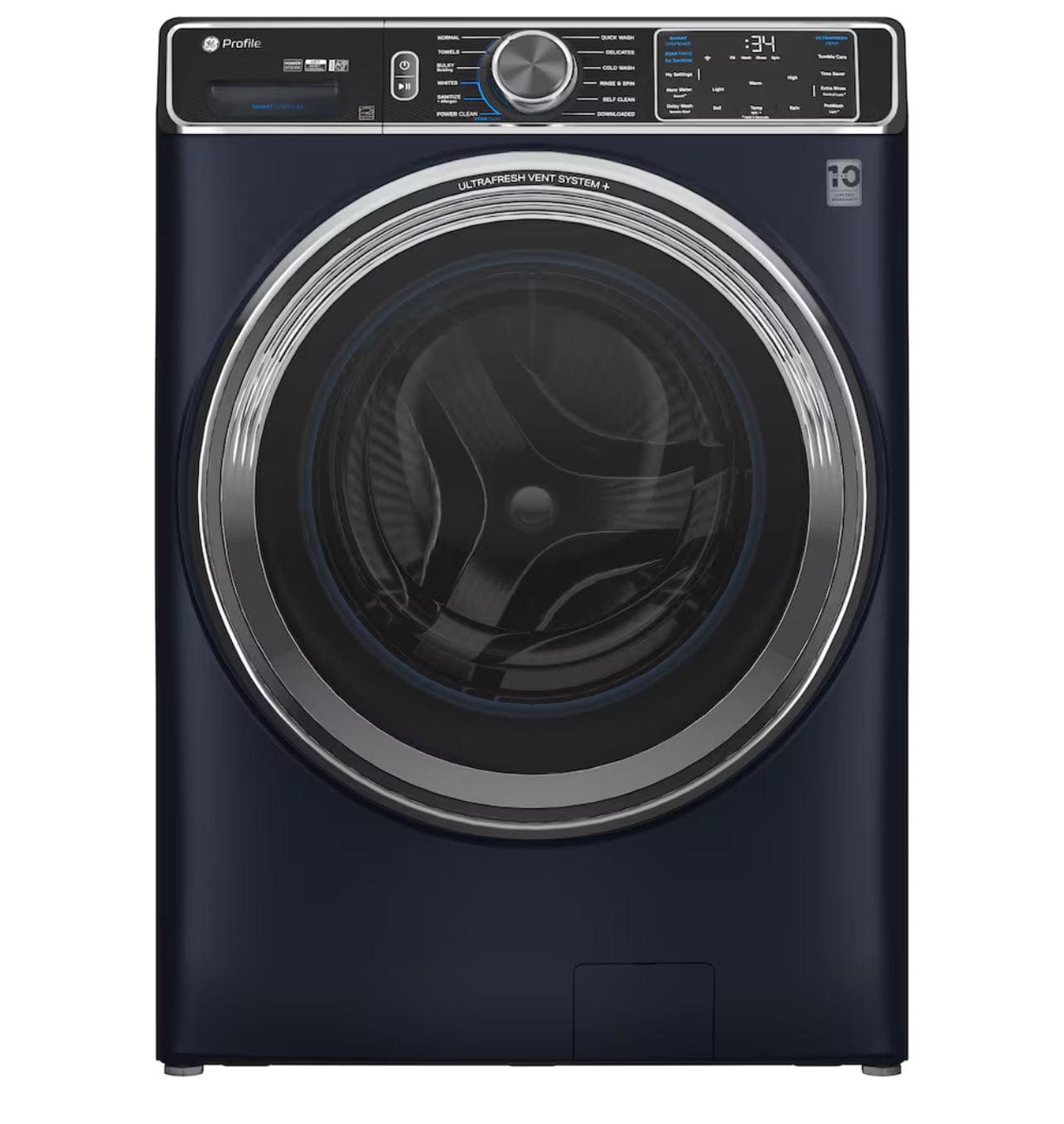 GE Profile PFW870SPVRS Front Load Washer, 28 inch Width, ENERGY STAR Certified, 6.1 cu. ft. Capacity, Steam Clean, 12 Wash Cycles, 5 Temperature Settings, Stackable, 1300 RPM Washer Spin Speed, Water Heater, Wifi Enabled, Sapphire blue colour