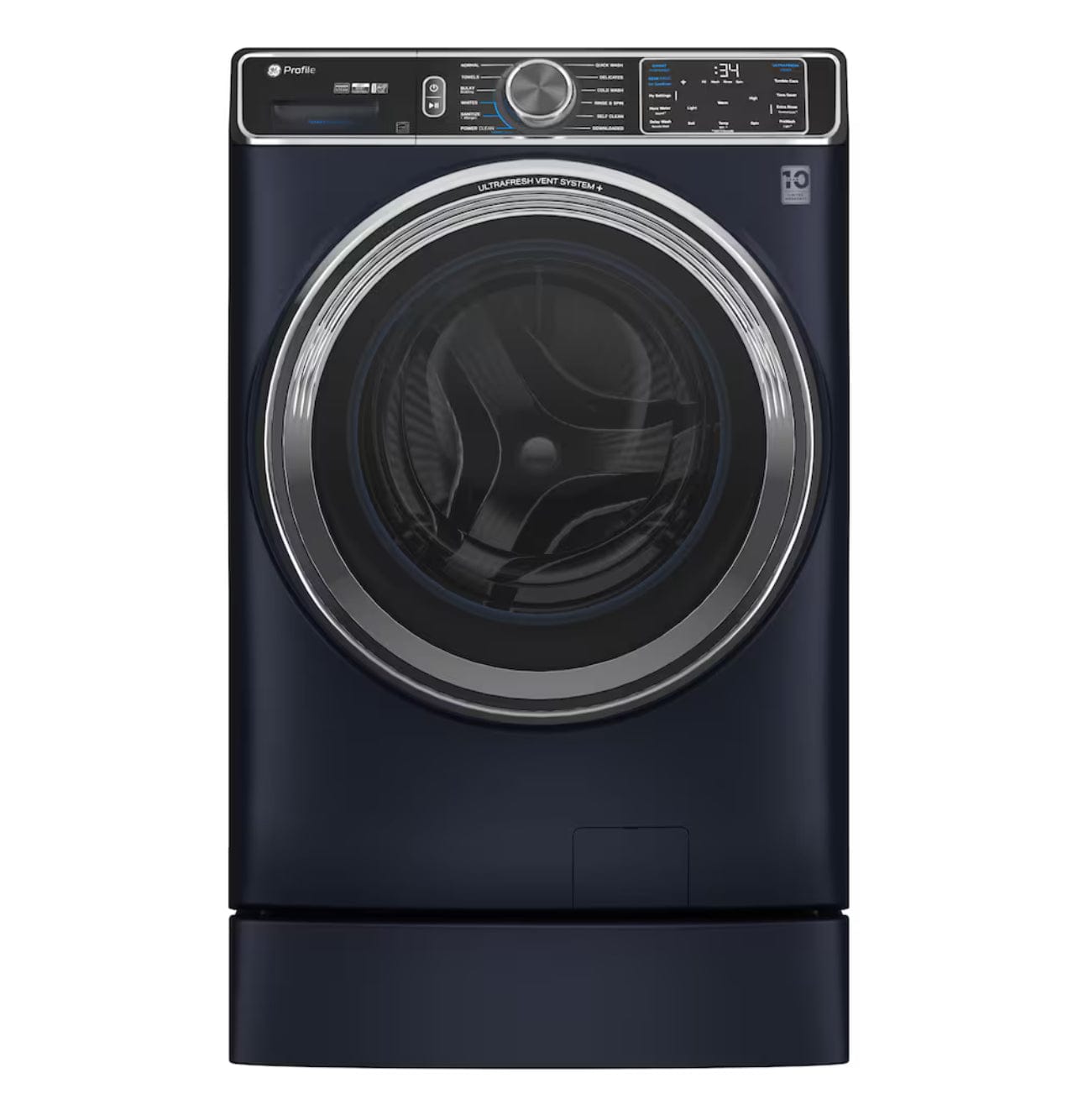 GE Profile PFW870SPVRS Front Load Washer, 28 inch Width, ENERGY STAR Certified, 6.1 cu. ft. Capacity, Steam Clean, 12 Wash Cycles, 5 Temperature Settings, Stackable, 1300 RPM Washer Spin Speed, Water Heater, Wifi Enabled, Sapphire blue colour