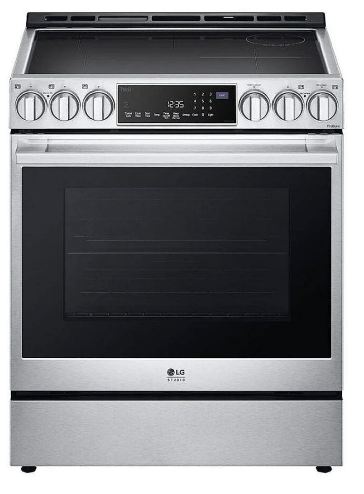 LG Studio LSIS6338F Induction Range, 6.3 cu. ft. Capacity, 30 inch Exterior Width, True Convection, 5 Burners Self Clean, 4,300 W Highest Element, Stainless Steel colour, SmartDiagnosis™, ThinQ Care™ Gliding Extension Rack
