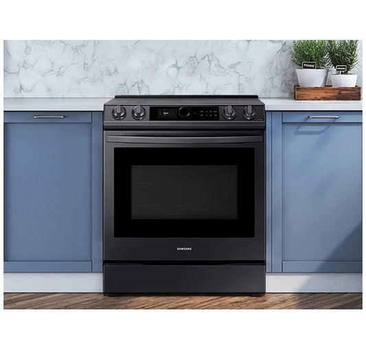 Samsung Bespoke NE63T8711SG - NE63T8711SG/AC Electric Range, 30 inch Exterior Width, Self Clean, Convection, 5 Burners, 6.3 cu. ft. Capacity, Storage Drawer, Air Fry, 1 Ovens, Black Stainless Steel colour True European Convection, Smart Dial, Temperature