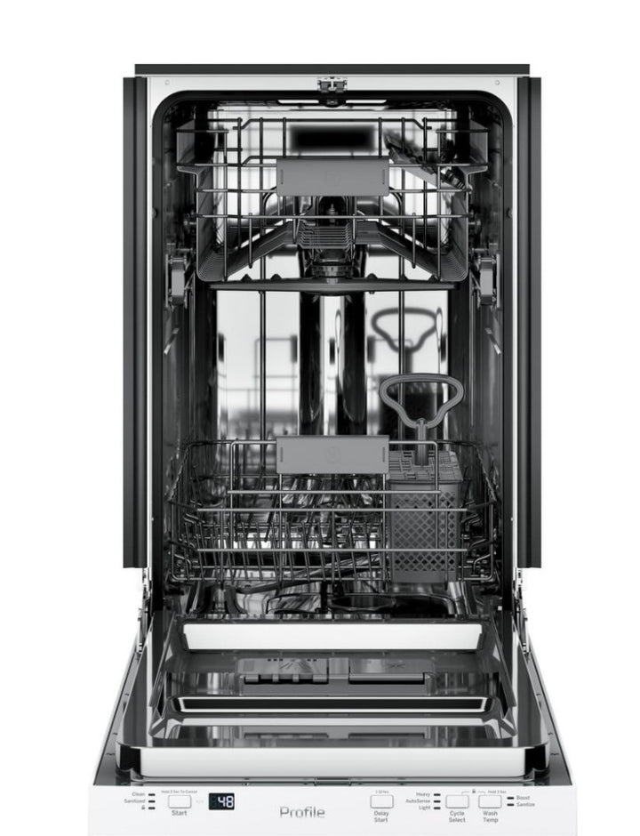 PDT145SGLWW
GE Profile PDT145SGLWW Dishwasher, 18 inch Exterior Width, 47 dB Decibel Level, Fully Integrated, Stainless Interior, 3 Wash Cycles, 8 Capacity (Place Settings), Hard Food Disposal, 2 Loading Racks, Wifi Enabled, white