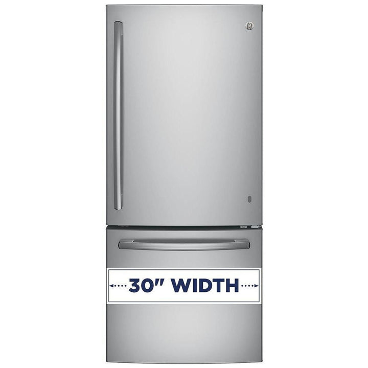 GE GBE21ASKSS Bottom Freezer Refrigerator, 30 inch Width, ENERGY STAR Certified, 20.9 cu. ft. Capacity, Stainless Steel colour