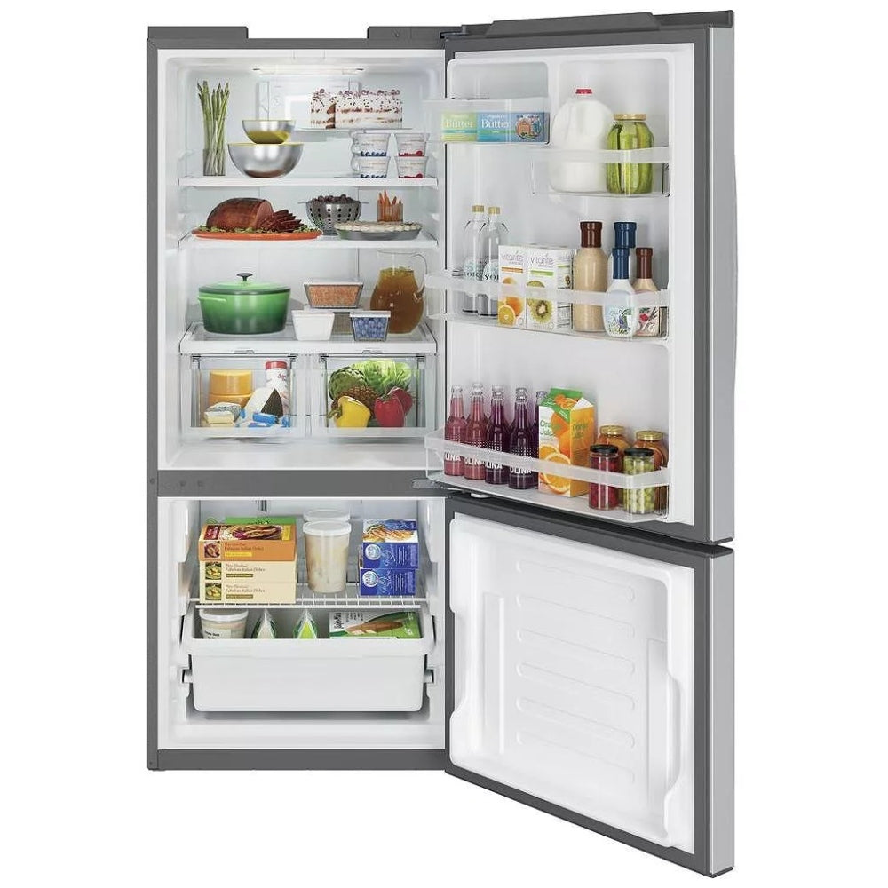 GE GBE21ASKSS Bottom Freezer Refrigerator, 30 inch Width, ENERGY STAR Certified, 20.9 cu. ft. Capacity, Stainless Steel colour