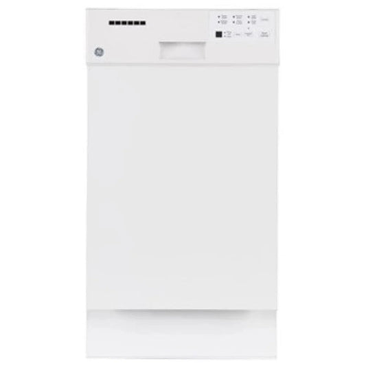 GE GBF180SGMWW Dishwasher, 18 inch Exterior Width, 52 dB Decibel Level, Full Console, Stainless Steel (Interior), 6 Wash Cycles, 8 Capacity (Place Settings), White color RF
