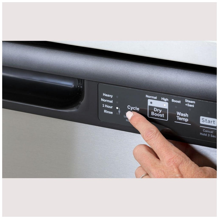 GE GDF510PSRSS / GDF511PGR5WW  Dishwasher, 24" Exterior Width, 59 dB Decibel Level, 4 Wash Cycles, 2 Loading Racks, Stainless Steel colour