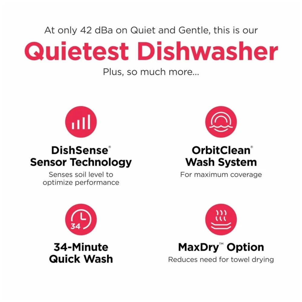 Frigidaire Gallery GDPH4525AF Dishwasher, 24 inch Exterior Width, 42 dB Decibel Level, Fully Integrated, Plastic Interior, 8 Wash Cycles, 14 Capacity (Place Settings), Hard Food Disposal, 2 Loading Racks, Stainless