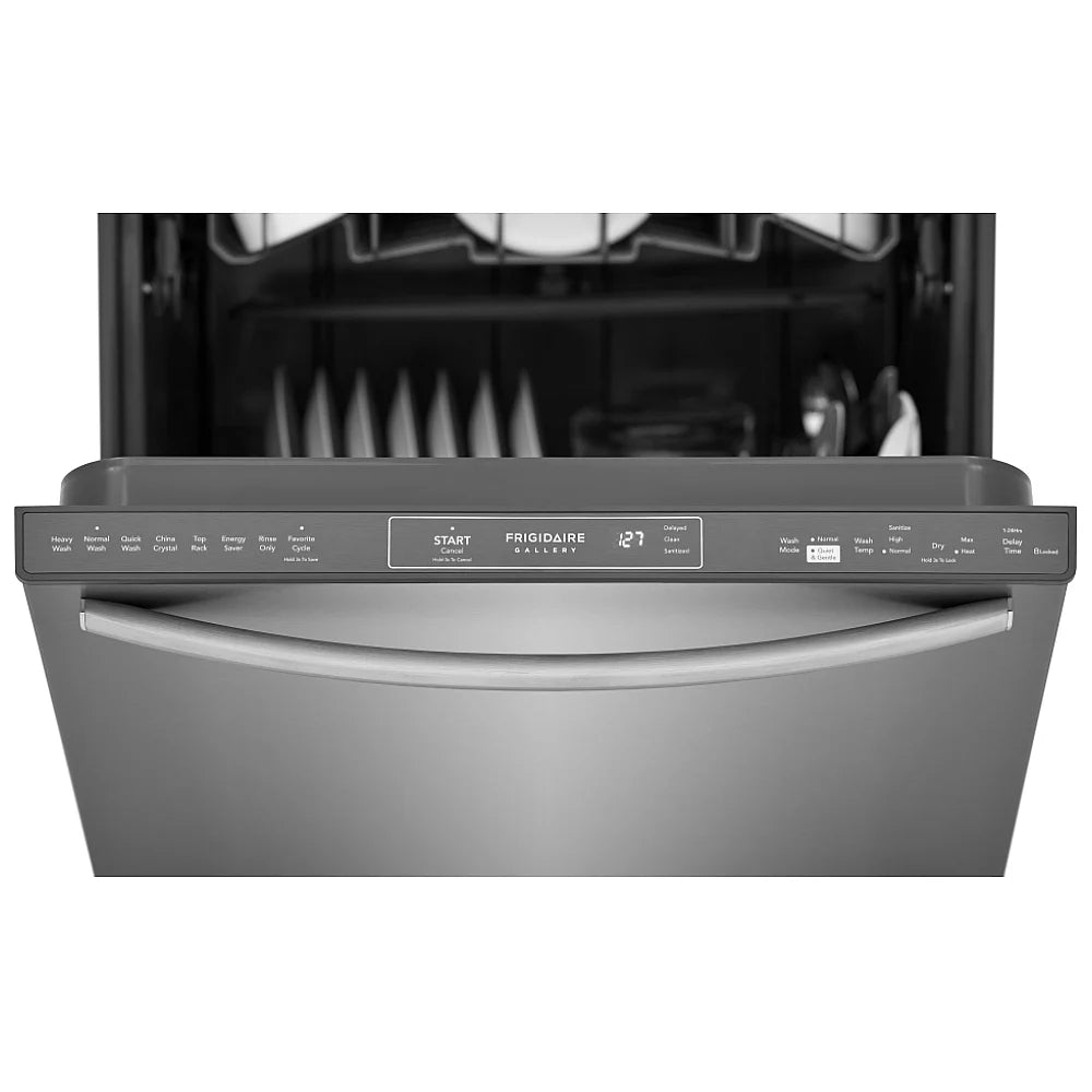 Frigidaire Gallery GDPH4525AF Dishwasher, 24 inch Exterior Width, 42 dB Decibel Level, Fully Integrated, Plastic Interior, 8 Wash Cycles, 14 Capacity (Place Settings), Hard Food Disposal, 2 Loading Racks, Stainless