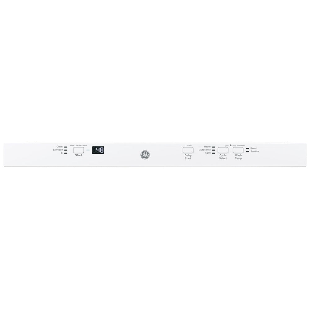 GE GDT225SGLWW Dishwasher, 24 inch Exterior Width, 51 dB Decibel Level, Fully Integrated, Stainless Interior, 3 Wash Cycles, 12 Capacity (Place Settings), Hard Food Disposal, 2 Loading Racks, Wifi Enabled, White colour