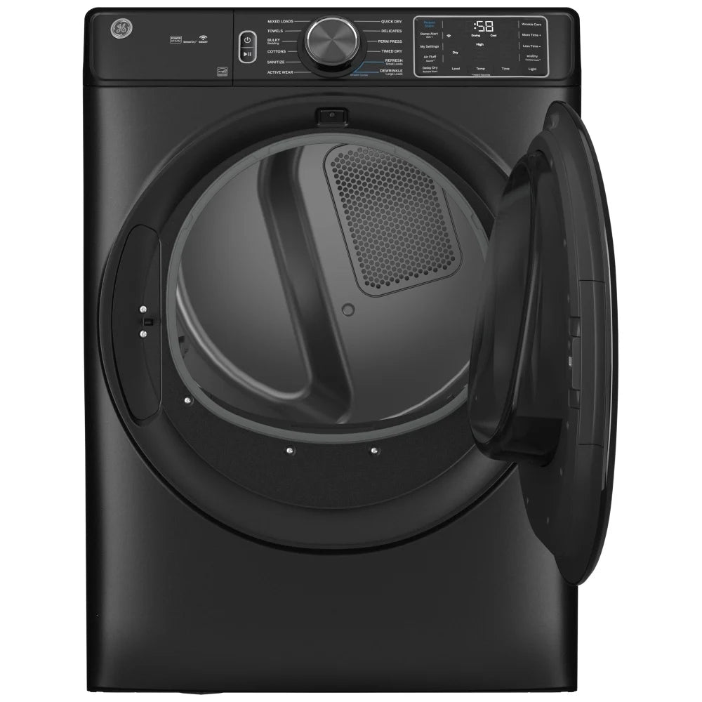 GE GFD65ESMVDS Electric Dryer, 28 inch Width, 7.8 cu. ft. Capacity, Steam Clean, 5 Temperature Settings, Stackable, Steel Drum, Wifi Enabled, Carbon Graphite colour