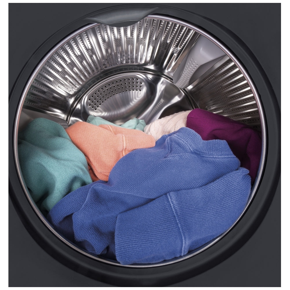 GE GFW148SSM1WW Front Load Washer, 24 inch Width, 2.8 cu. ft. Washer Capacity, 1,400 RPM Washer Spin Speed, 14 Wash Cycles, 5 Temperature Settings, Water Heater, Steam Clean, ENERGY STAR Certified, White colour