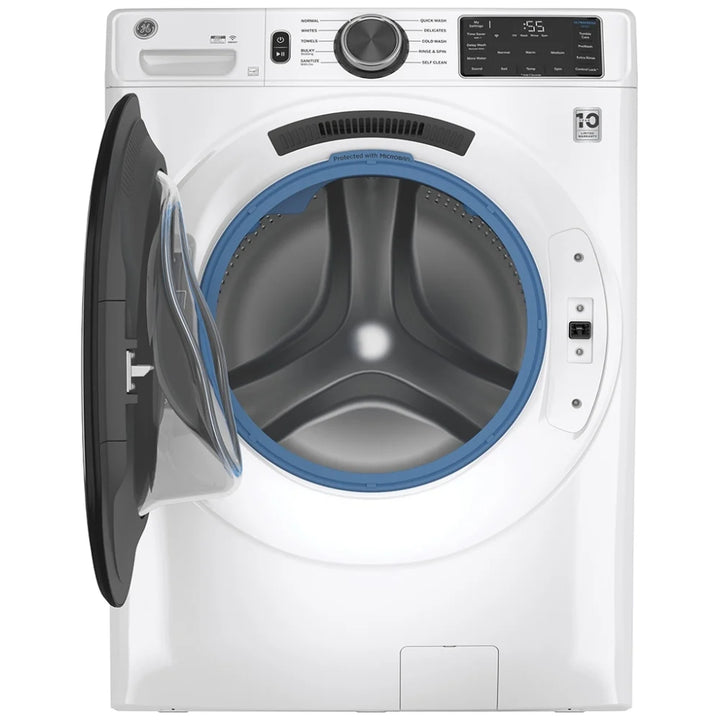 GE GFW550SMNWW Front Load Washer, 28 inch Width, ENERGY STAR Certified, 5.5 cu. ft. Capacity, 10 Wash Cycles, 5 Temperature Settings, Stackable, White